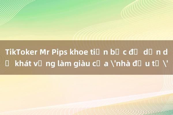 TikToker Mr Pips khoe tiền bạc để dẫn dụ khát vọng làm giàu của 'nhà đầu tư'